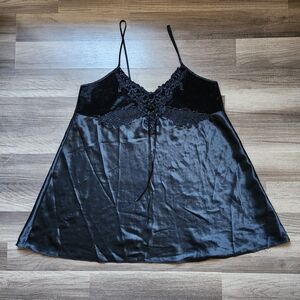 Vintage Dark Siren Coquette Black Slip Dress Lingerie Inner Most Size Large